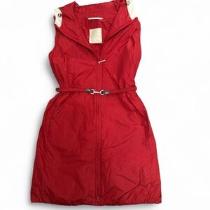 MaxMara Red Hooded Vest with Belt